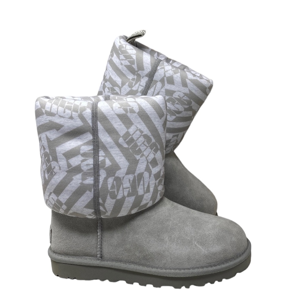 UGG Classic Short Jersey Stripe Gray Suede Boots Winter Women's Size 1138431 SEL - Picture 9 of 11